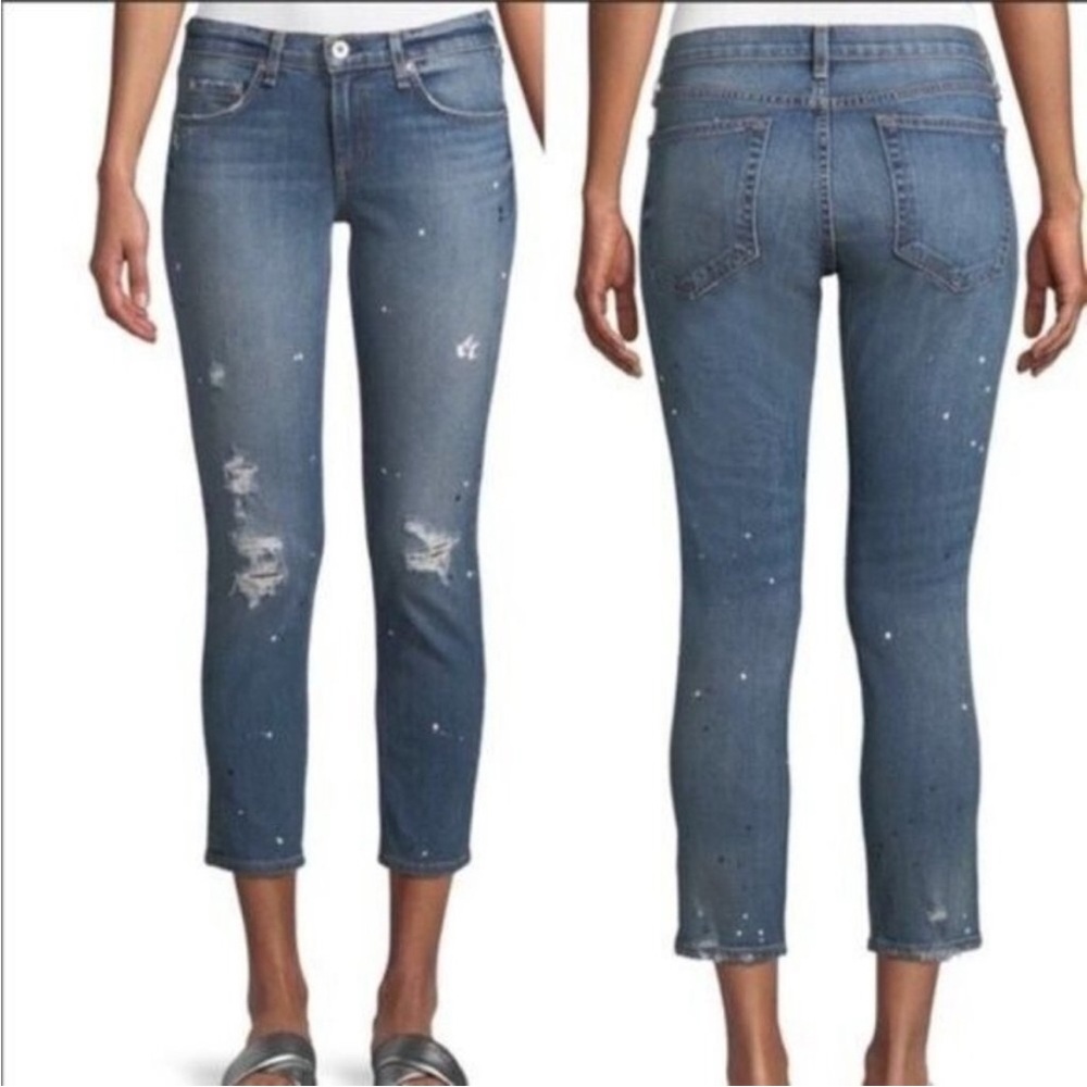 RAG AND BONE DRE Capri Sz 25 Lucky Paint Splatter Distressed Crop